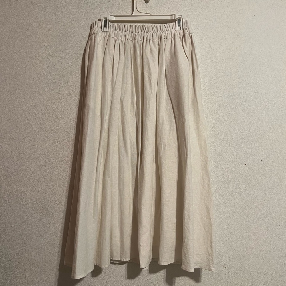 A New Day White Elastic Waistband Pull On A Line Long Skirt